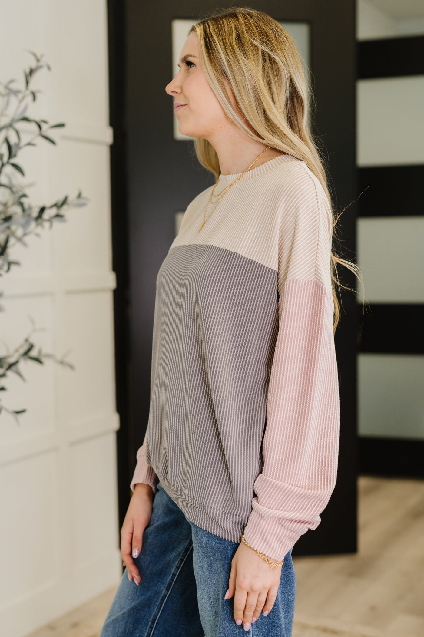 Dual Tones Cable Ribbed Knit Sweater-Womens-Ave Shops-Market Street Nest, Fashionable Clothing, Shoes and Home Décor Located in Mabank, TX