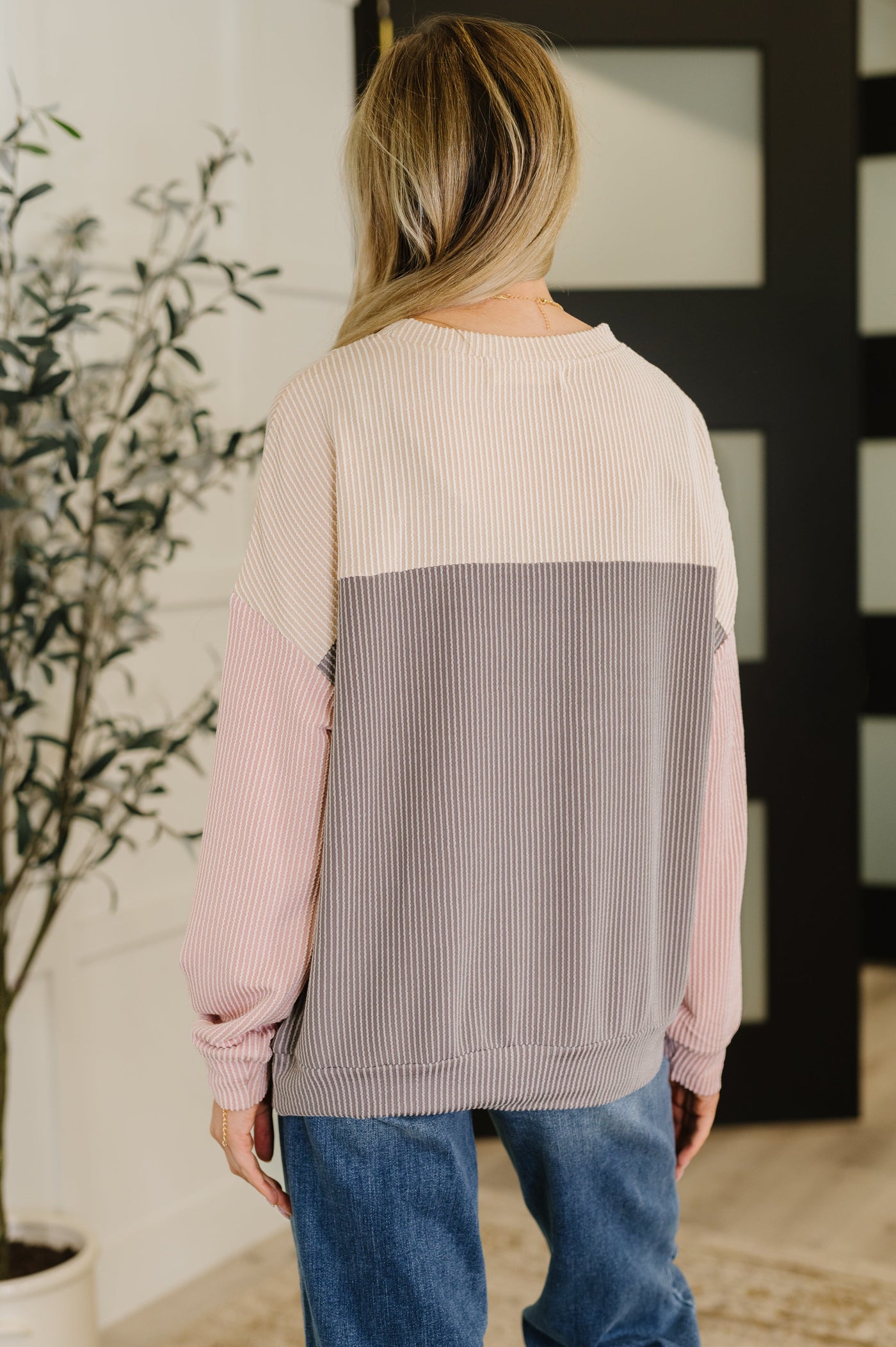 Dual Tones Cable Ribbed Knit Sweater-Womens-Ave Shops-Market Street Nest, Fashionable Clothing, Shoes and Home Décor Located in Mabank, TX