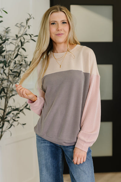 Dual Tones Cable Ribbed Knit Sweater-Womens-Ave Shops-Market Street Nest, Fashionable Clothing, Shoes and Home Décor Located in Mabank, TX