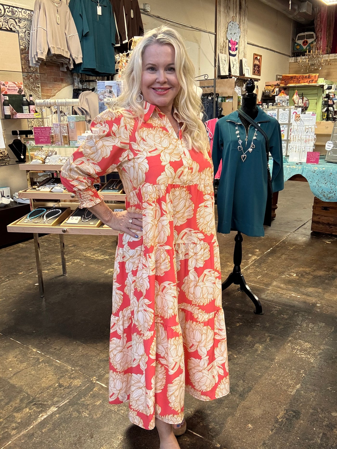 Eleanor Dress in Fall Floral Fire