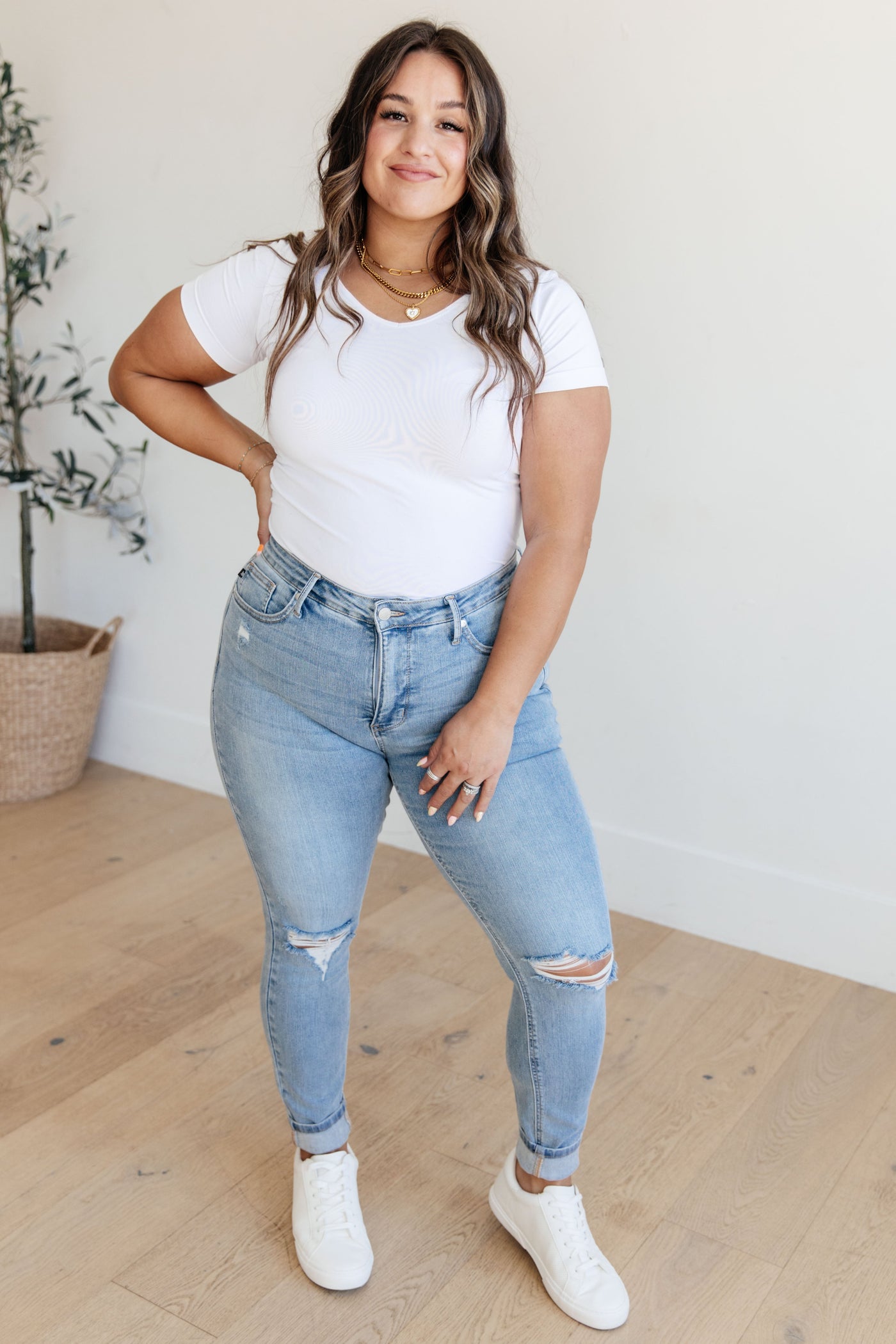 Eloise Mid Rise Control Top Distressed Skinny Jeans-Denim-Ave Shops-Market Street Nest, Fashionable Clothing, Shoes and Home Décor Located in Mabank, TX