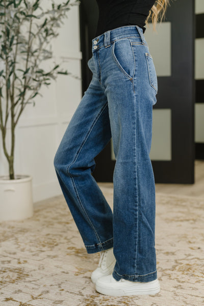 Elsie High Rise Double Button Wide Leg Jeans-Womens-Ave Shops-Market Street Nest, Fashionable Clothing, Shoes and Home Décor Located in Mabank, TX