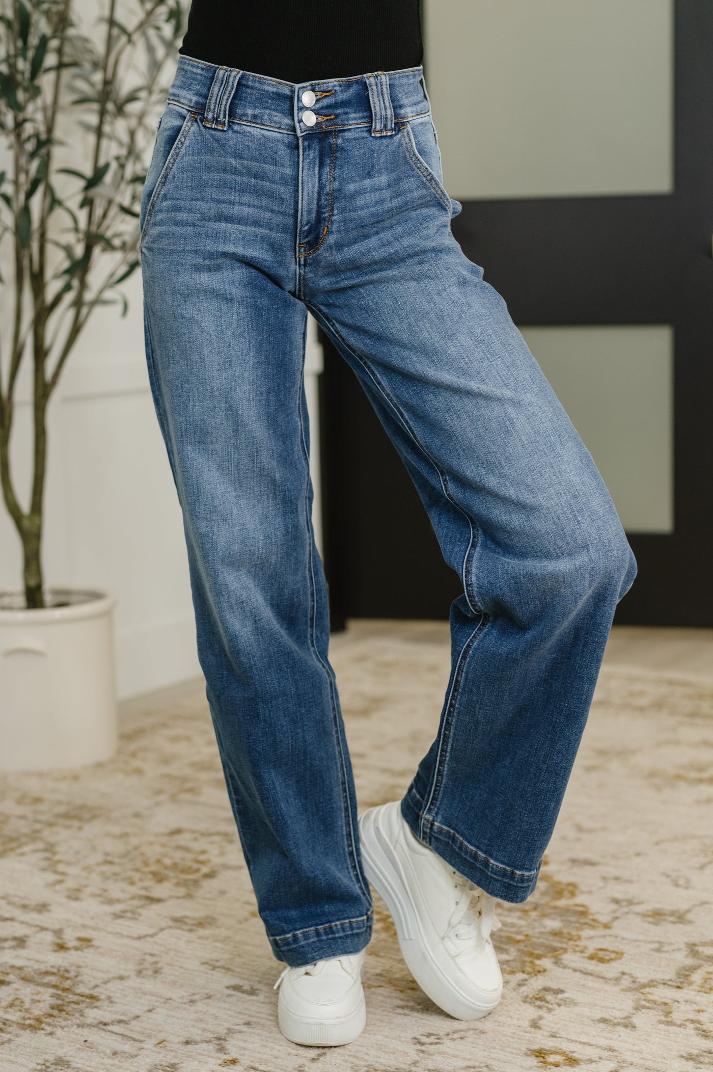 Elsie High Rise Double Button Wide Leg Jeans-Womens-Ave Shops-Market Street Nest, Fashionable Clothing, Shoes and Home Décor Located in Mabank, TX