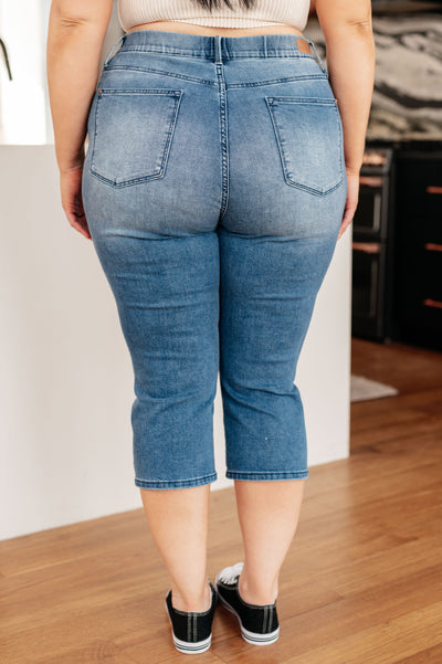 Emily High Rise Cool Denim Pull On Capri Jeans-Denim-Ave Shops-Market Street Nest, Fashionable Clothing, Shoes and Home Décor Located in Mabank, TX