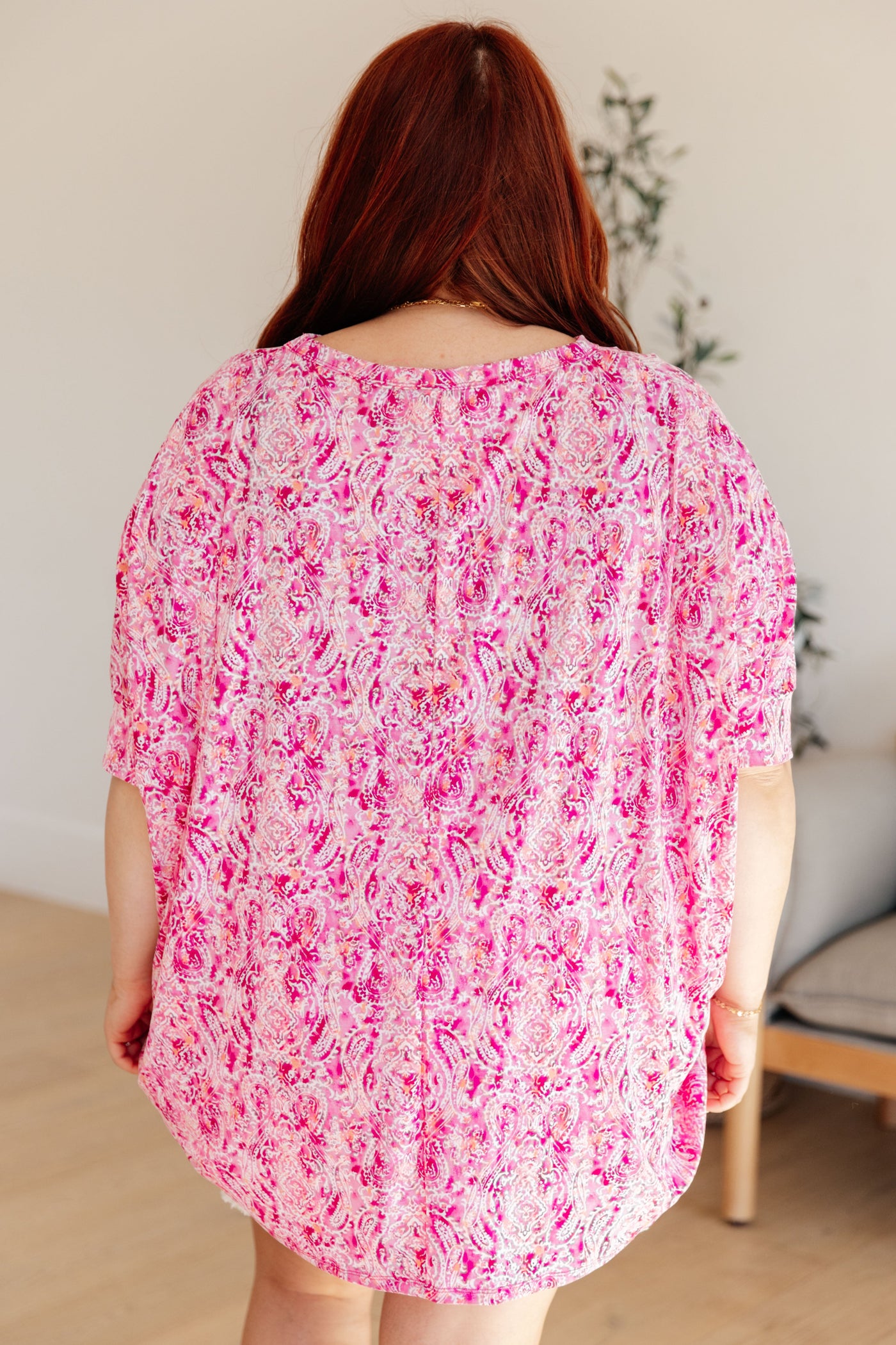 Essential Blouse in Fuchsia and White Paisley-Womens-Ave Shops-Market Street Nest, Fashionable Clothing, Shoes and Home Décor Located in Mabank, TX