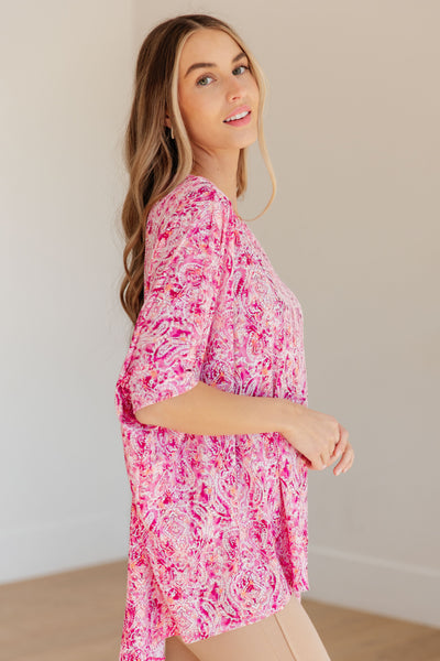 Essential Blouse in Fuchsia and White Paisley-Womens-Ave Shops-Market Street Nest, Fashionable Clothing, Shoes and Home Décor Located in Mabank, TX