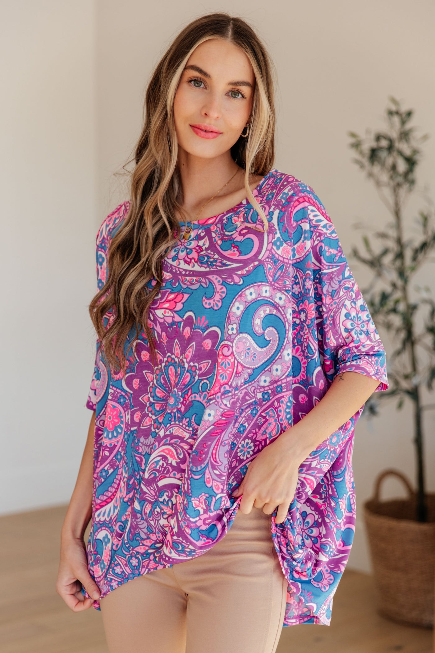 Essential Blouse in Purple Paisley-Womens-Ave Shops-Market Street Nest, Fashionable Clothing, Shoes and Home Décor Located in Mabank, TX