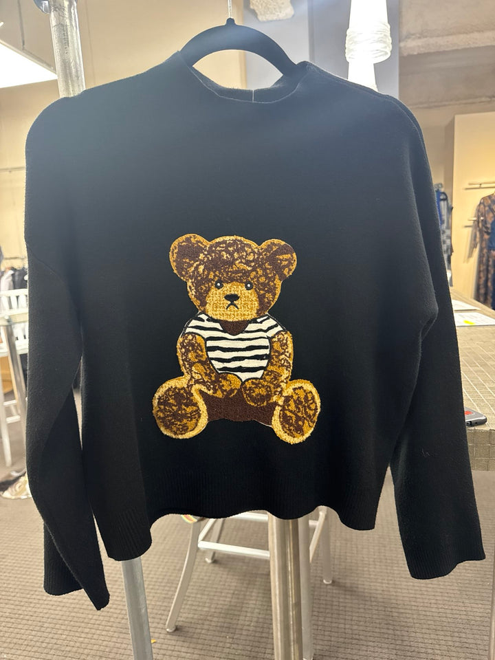 Eternelle Bear Sweater | Black-08-Tops-ETERNELLE-Market Street Nest, Fashionable Clothing, Shoes and Home Décor Located in Mabank, TX