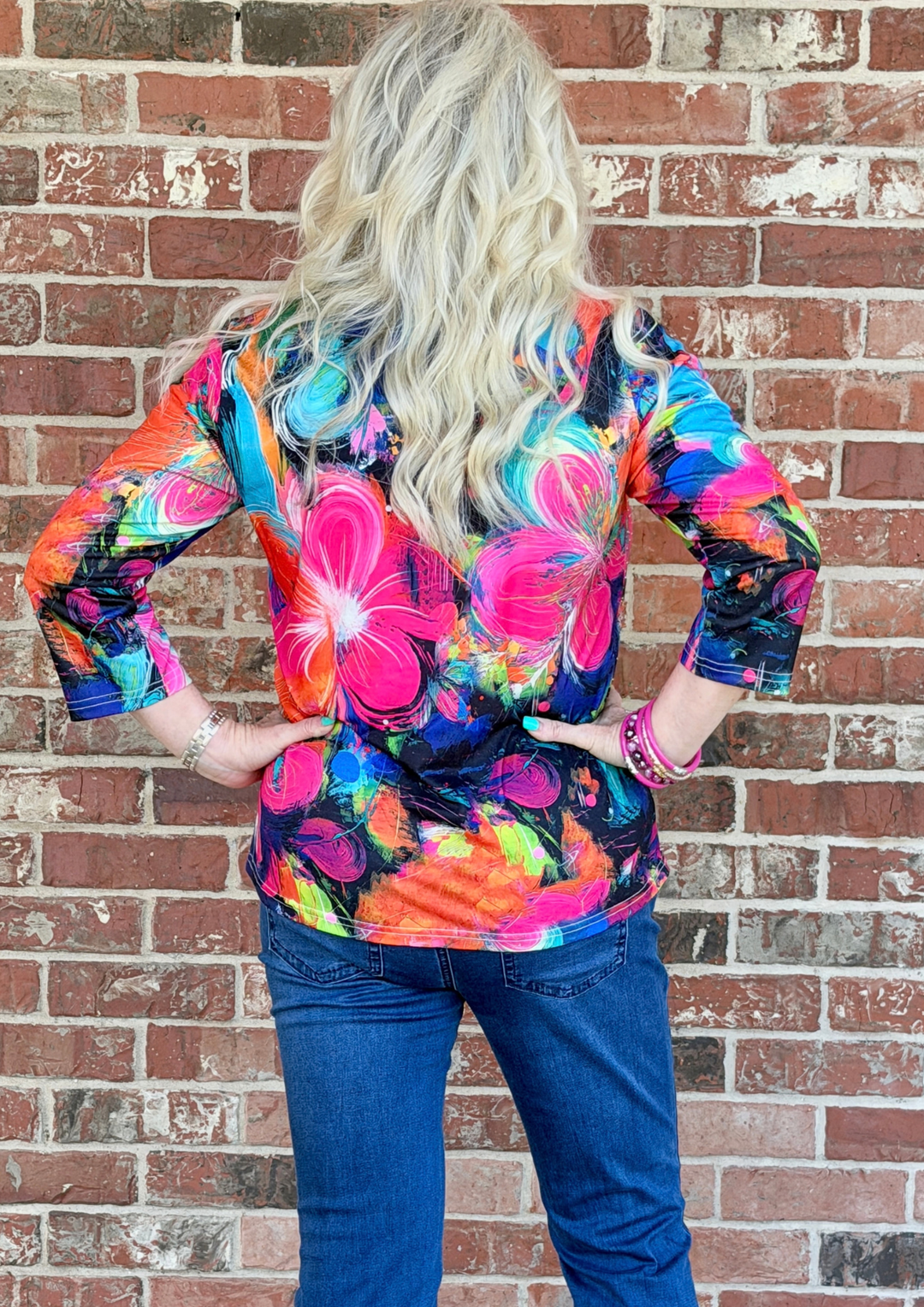 Ethyl Happy V Neck Top - Genie-08-Tops-ETHYL-Market Street Nest, Fashionable Clothing, Shoes and Home Décor Located in Mabank, TX