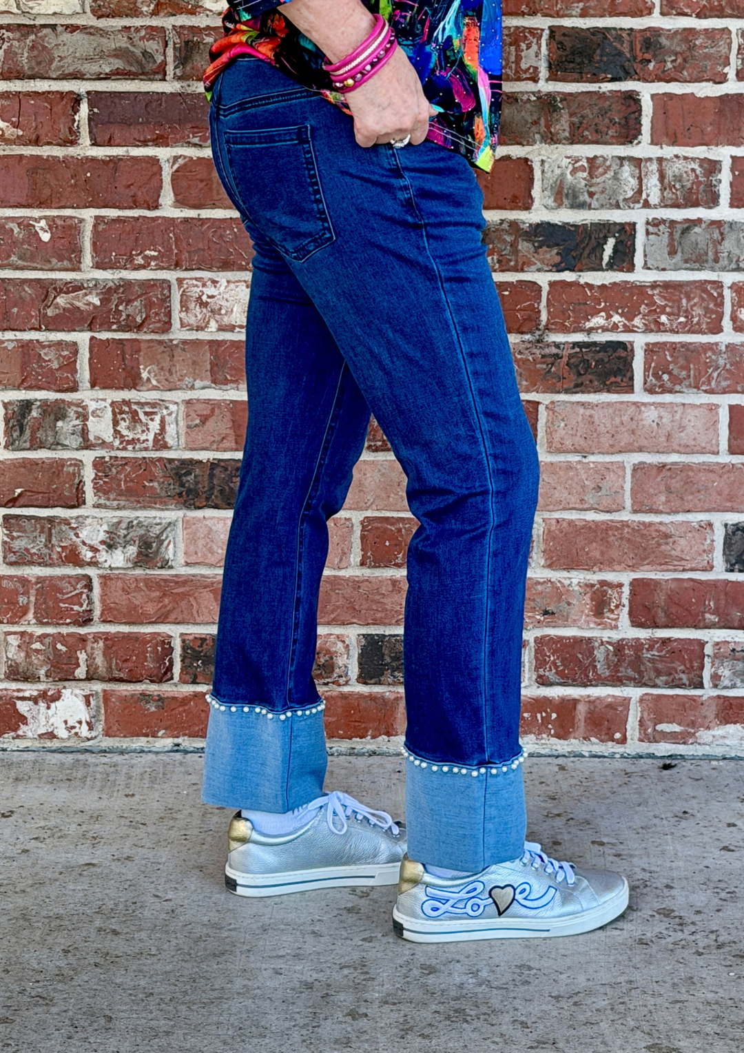 Ethyl Pearly Girl Cuff Jeans - Plentiful-09-Bottoms-ETHYL-Market Street Nest, Fashionable Clothing, Shoes and Home Décor Located in Mabank, TX