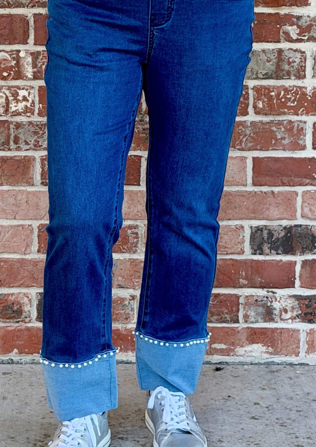 Ethyl Pearly Girl Cuff Jeans - Plentiful-09-Bottoms-ETHYL-Market Street Nest, Fashionable Clothing, Shoes and Home Décor Located in Mabank, TX