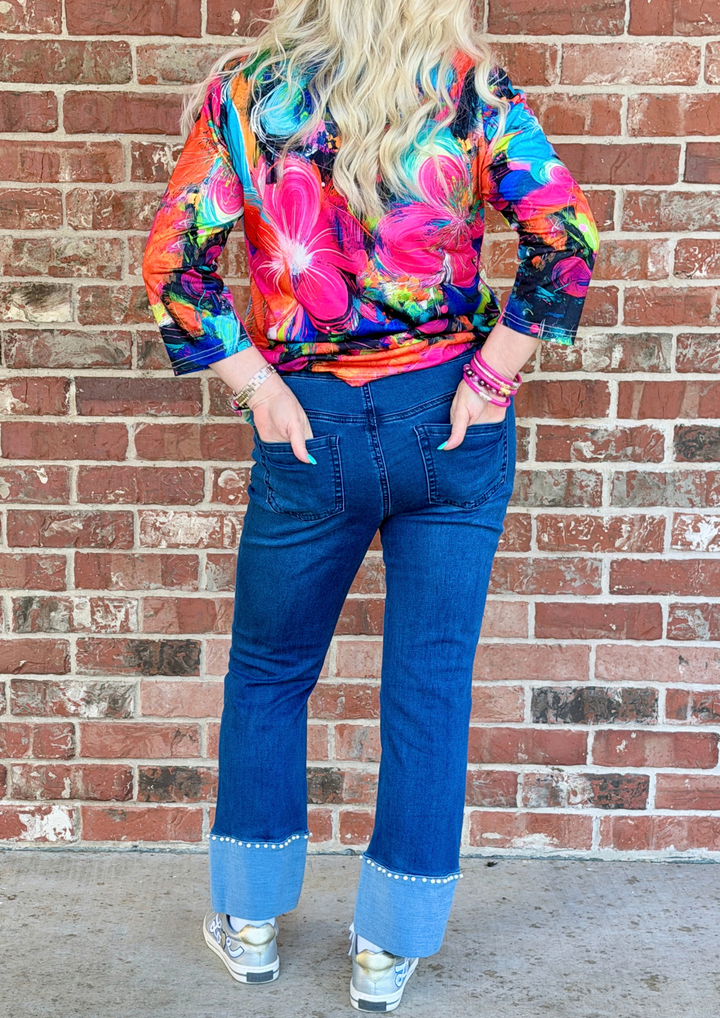 Ethyl Pearly Girl Cuff Jeans - Plentiful-09-Bottoms-ETHYL-Market Street Nest, Fashionable Clothing, Shoes and Home Décor Located in Mabank, TX