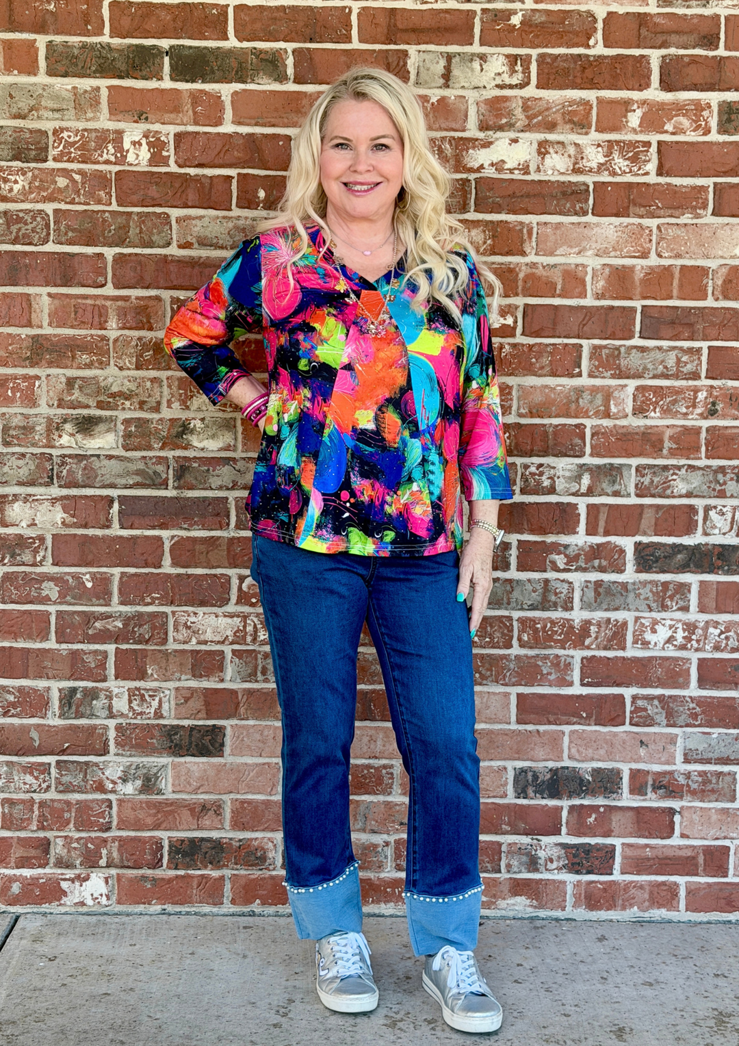 Ethyl Pearly Girl Cuff Jeans - Plentiful-09-Bottoms-ETHYL-Market Street Nest, Fashionable Clothing, Shoes and Home Décor Located in Mabank, TX