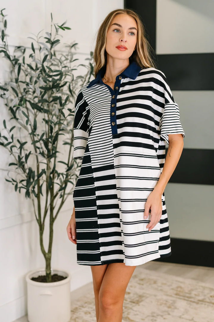 Everlasting Love Striped Collared Dress-10-Dresses, Rompers &amp; Sets-Avenue Shops-Market Street Nest, Fashionable Clothing, Shoes and Home Décor Located in Mabank, TX