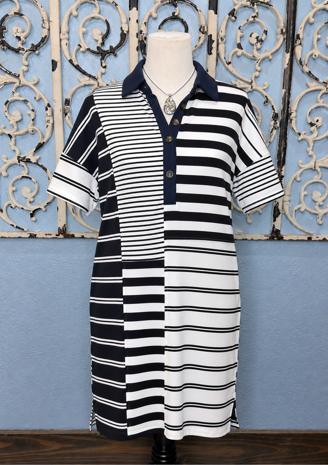 Everlasting Love Striped Collared Dress-10-Dresses, Rompers &amp; Sets-Avenue Shops-Market Street Nest, Fashionable Clothing, Shoes and Home Décor Located in Mabank, TX