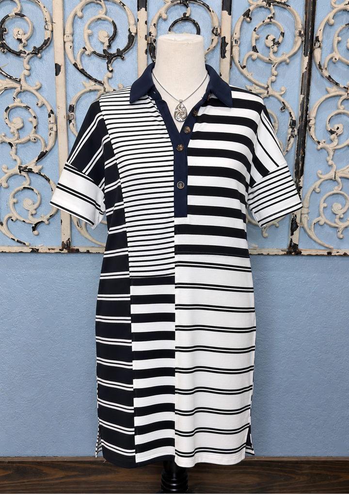 Everlasting Love Striped Collared Dress-10-Dresses, Rompers &amp; Sets-Avenue Shops-Market Street Nest, Fashionable Clothing, Shoes and Home Décor Located in Mabank, TX
