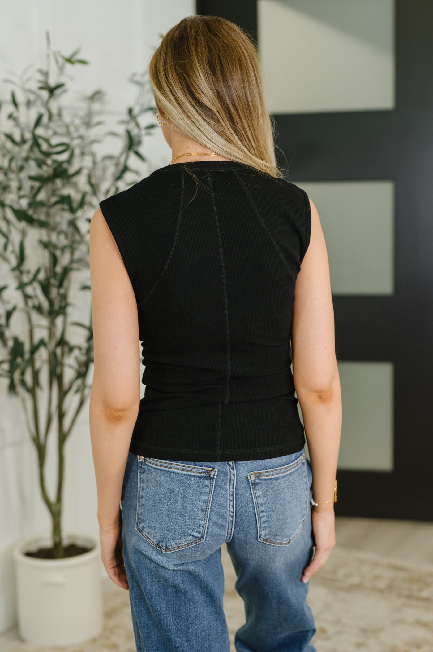 Everyday Edge Knit Henley Tank in Black-Womens-Ave Shops-Market Street Nest, Fashionable Clothing, Shoes and Home Décor Located in Mabank, TX