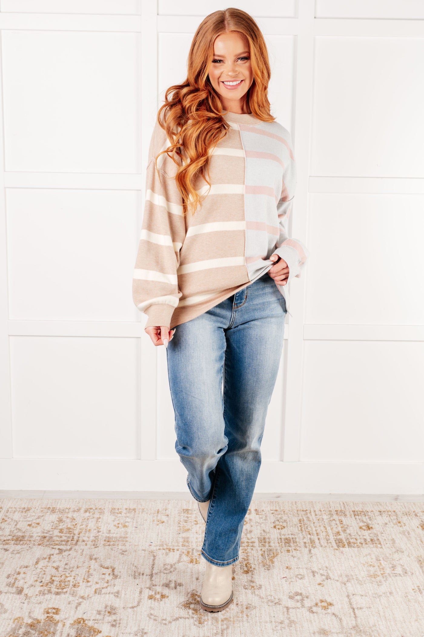 Exceptional Thought Striped Patchwork Sweater-Tops-Ave Shops-Market Street Nest, Fashionable Clothing, Shoes and Home Décor Located in Mabank, TX