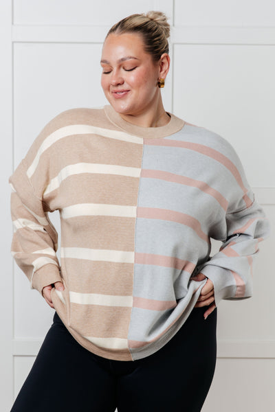 Exceptional Thought Striped Patchwork Sweater-Tops-Ave Shops-Market Street Nest, Fashionable Clothing, Shoes and Home Décor Located in Mabank, TX