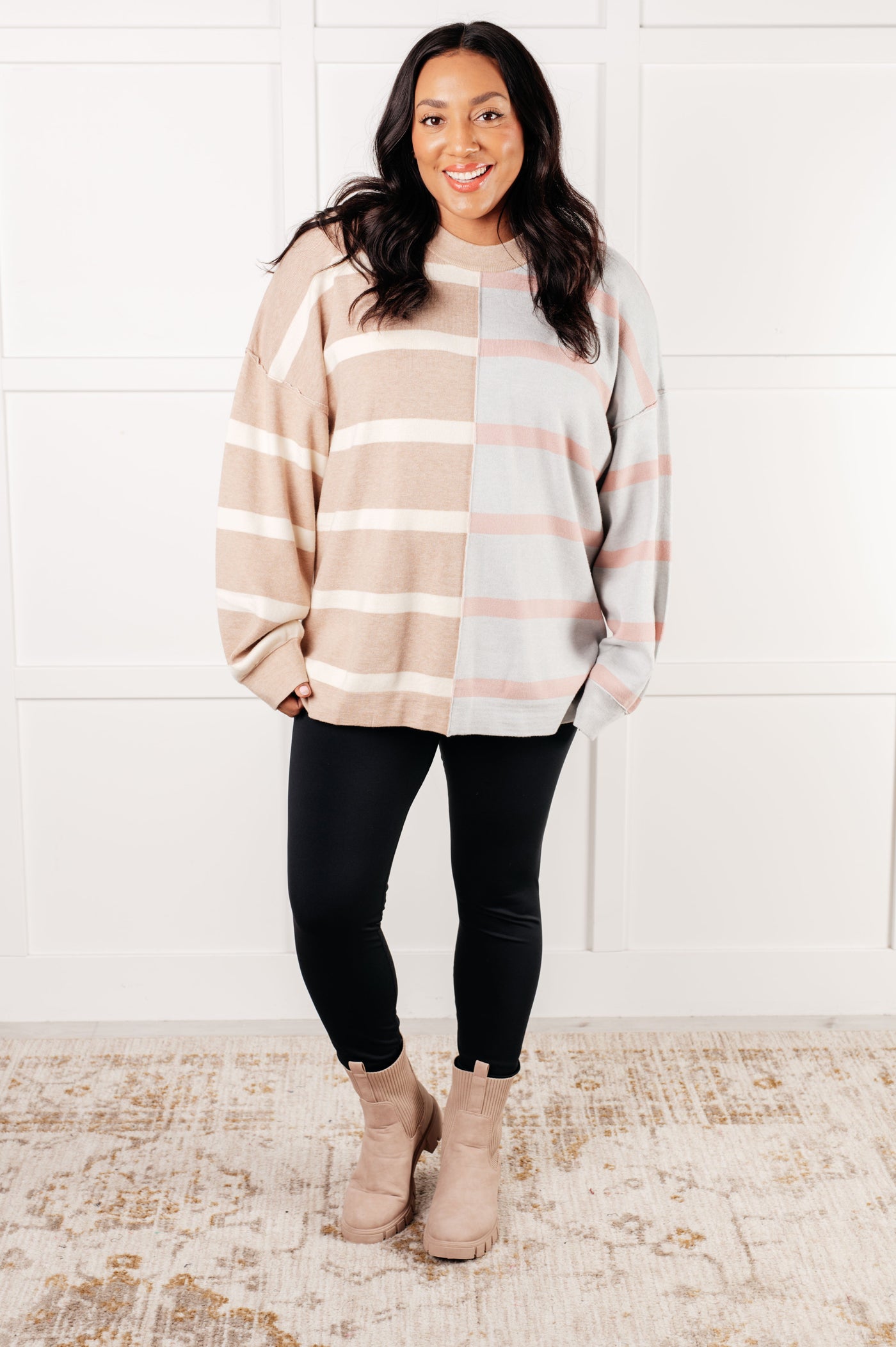 Exceptional Thought Striped Patchwork Sweater-Tops-Ave Shops-Market Street Nest, Fashionable Clothing, Shoes and Home Décor Located in Mabank, TX