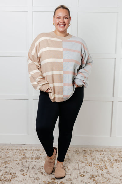 Exceptional Thought Striped Patchwork Sweater-Tops-Ave Shops-Market Street Nest, Fashionable Clothing, Shoes and Home Décor Located in Mabank, TX