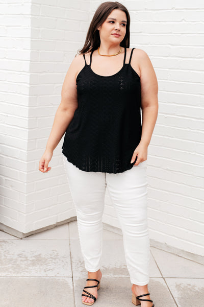 Eye on the Prize Eyelet Tank in Black-Tops-Ave Shops-Market Street Nest, Fashionable Clothing, Shoes and Home Décor Located in Mabank, TX
