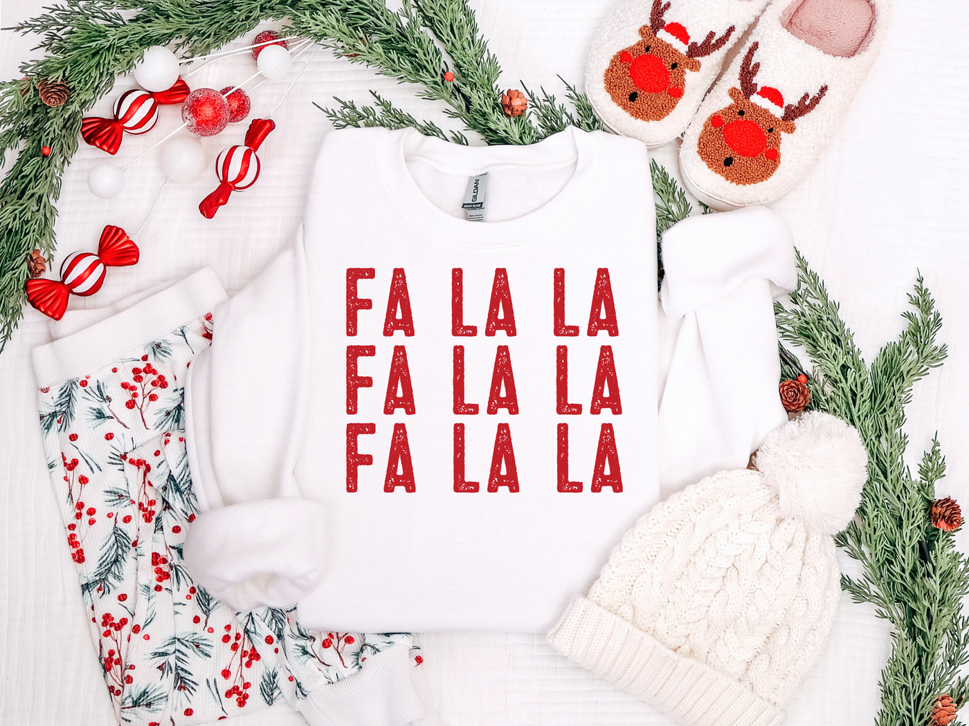 Fa La La Stacked Graphic Tee and Sweatshirt-Womens-Ave Shops-Market Street Nest, Fashionable Clothing, Shoes and Home Décor Located in Mabank, TX