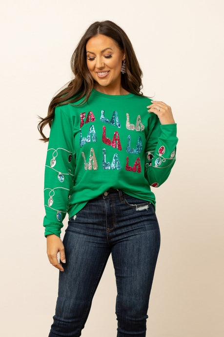 Fa La La Sequins Green Sweater-Womens-Ave Shops-Market Street Nest, Fashionable Clothing, Shoes and Home Décor Located in Mabank, TX