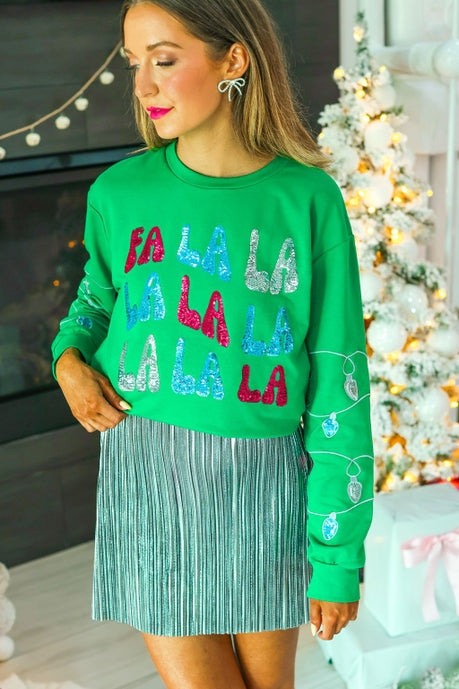 Fa La La Sequins Green Sweater-Womens-Ave Shops-Market Street Nest, Fashionable Clothing, Shoes and Home Décor Located in Mabank, TX