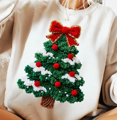 Faux Tufted Christmas Tree Graphic Tee and Sweatshirt-Womens-Ave Shops-Market Street Nest, Fashionable Clothing, Shoes and Home Décor Located in Mabank, TX