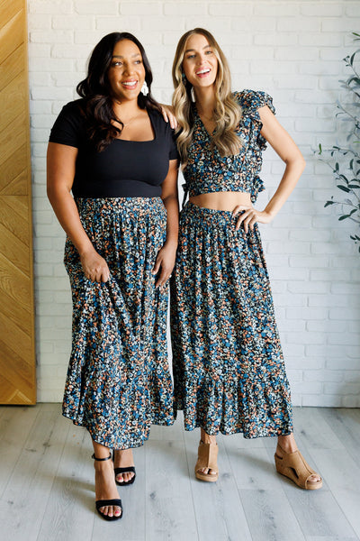 Flutter of Florals V-Neck Crop and Skirt Set-Sets-Ave Shops-Market Street Nest, Fashionable Clothing, Shoes and Home Décor Located in Mabank, TX