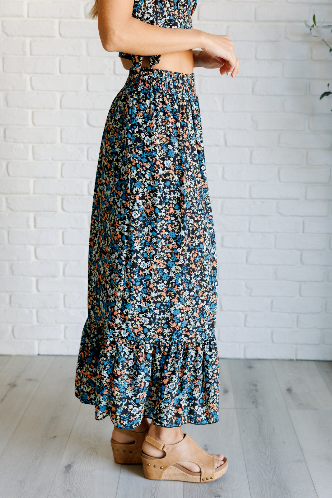 Flutter of Florals V-Neck Crop and Skirt Set-Sets-Ave Shops-Market Street Nest, Fashionable Clothing, Shoes and Home Décor Located in Mabank, TX