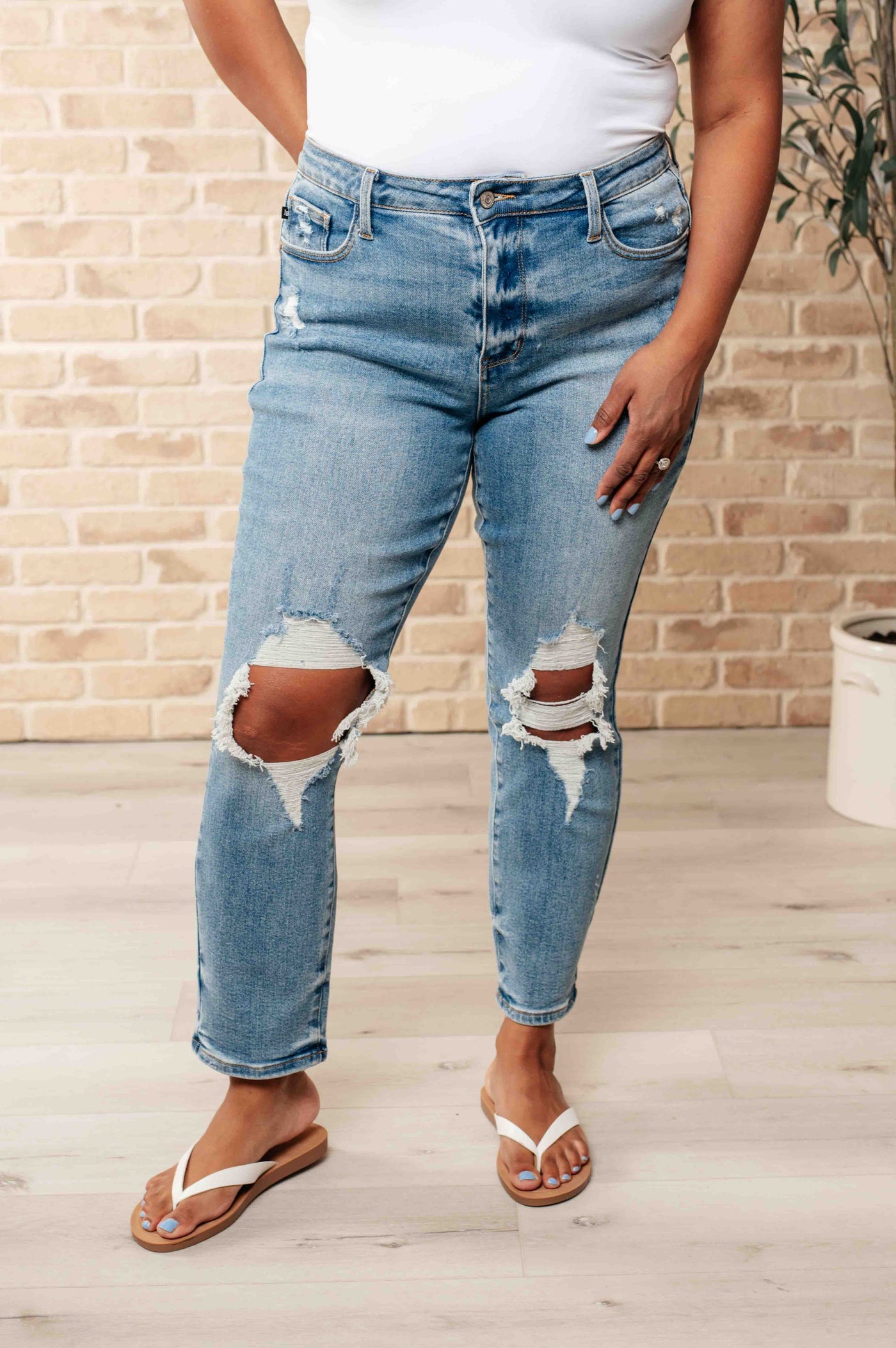 Frankie High Waist Distressed Boyfriend Jeans-Womens-Ave Shops-Market Street Nest, Fashionable Clothing, Shoes and Home Décor Located in Mabank, TX