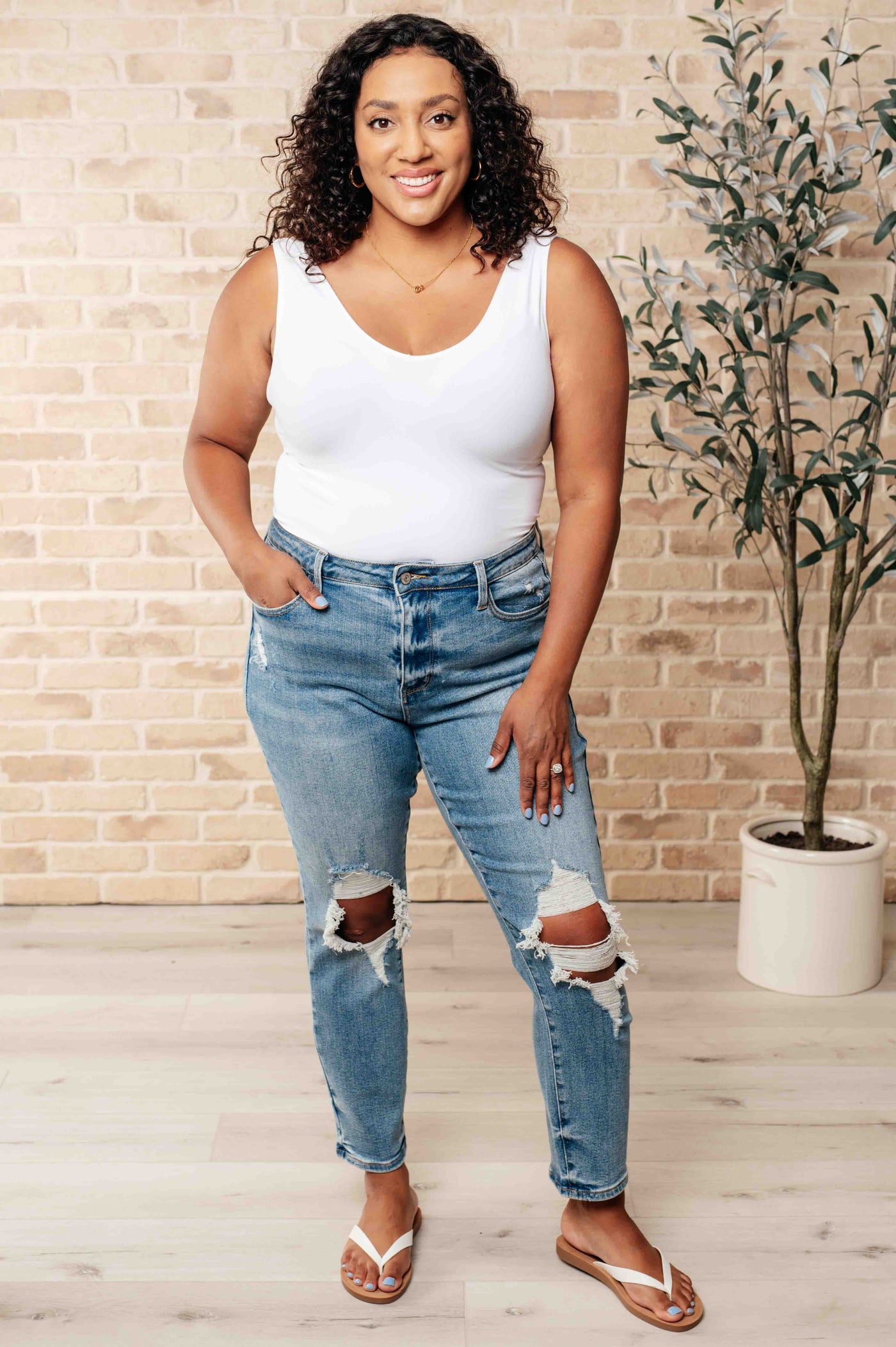 Frankie High Waist Distressed Boyfriend Jeans-Womens-Ave Shops-Market Street Nest, Fashionable Clothing, Shoes and Home Décor Located in Mabank, TX