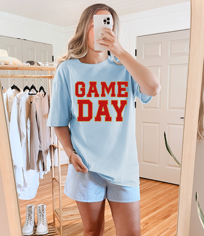 Game Day Light Blue Graphic Tee in Multiple Colors-Tops-Ave Shops-Market Street Nest, Fashionable Clothing, Shoes and Home Décor Located in Mabank, TX