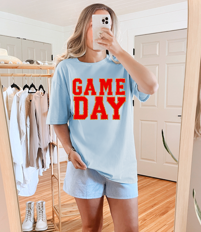 Game Day Light Blue Graphic Tee in Multiple Colors-Tops-Ave Shops-Market Street Nest, Fashionable Clothing, Shoes and Home Décor Located in Mabank, TX