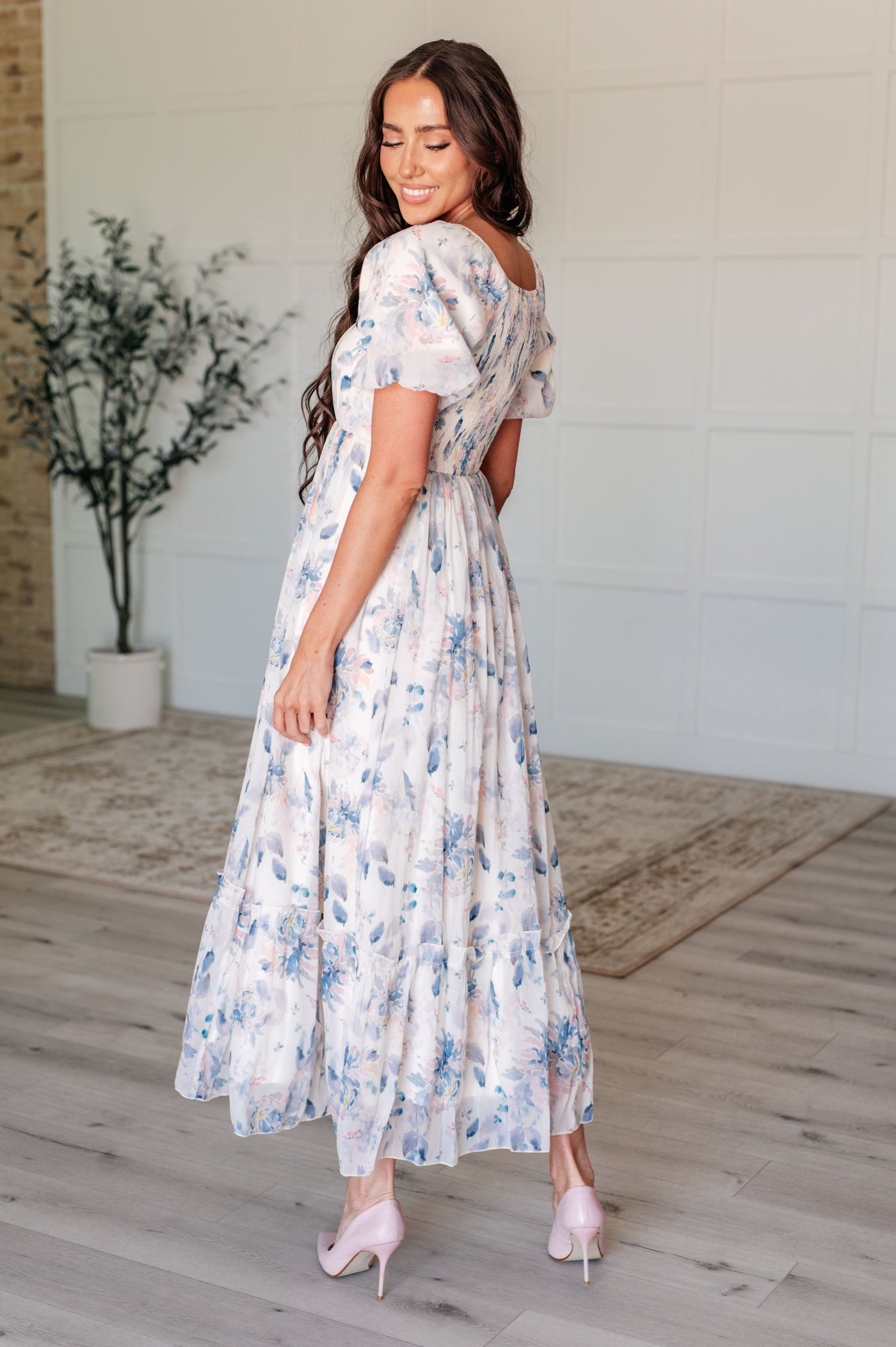 Gentle Yet Strong Balloon Sleeve Floral Dress-Dresses-Ave Shops-Market Street Nest, Fashionable Clothing, Shoes and Home Décor Located in Mabank, TX