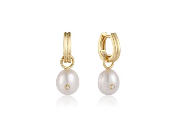 Ania Haie Gold Pearl Drop Sparkle Huggie Hoop Earrings-Earrings-Chic Pistachio-Market Street Nest, Fashionable Clothing, Shoes and Home Décor Located in Mabank, TX