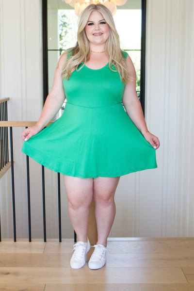 Gorgeous in Green Sleeveless Skort Dress-Dresses-Ave Shops-Market Street Nest, Fashionable Clothing, Shoes and Home Décor Located in Mabank, TX