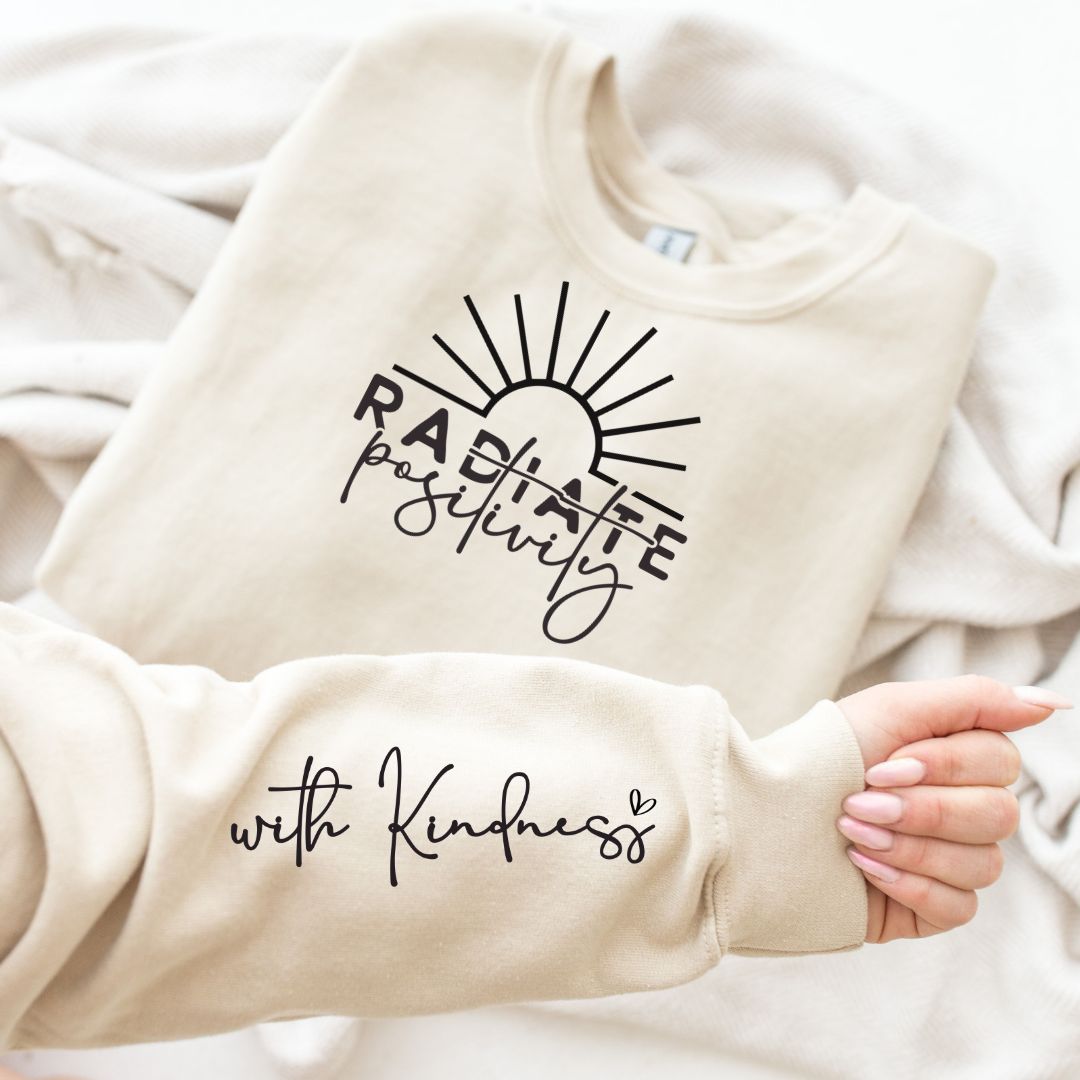 Radiate Positivity Graphic Sweatshirt in Three Colors-Preorder-Ave Shops-Market Street Nest, Fashionable Clothing, Shoes and Home Décor Located in Mabank, TX