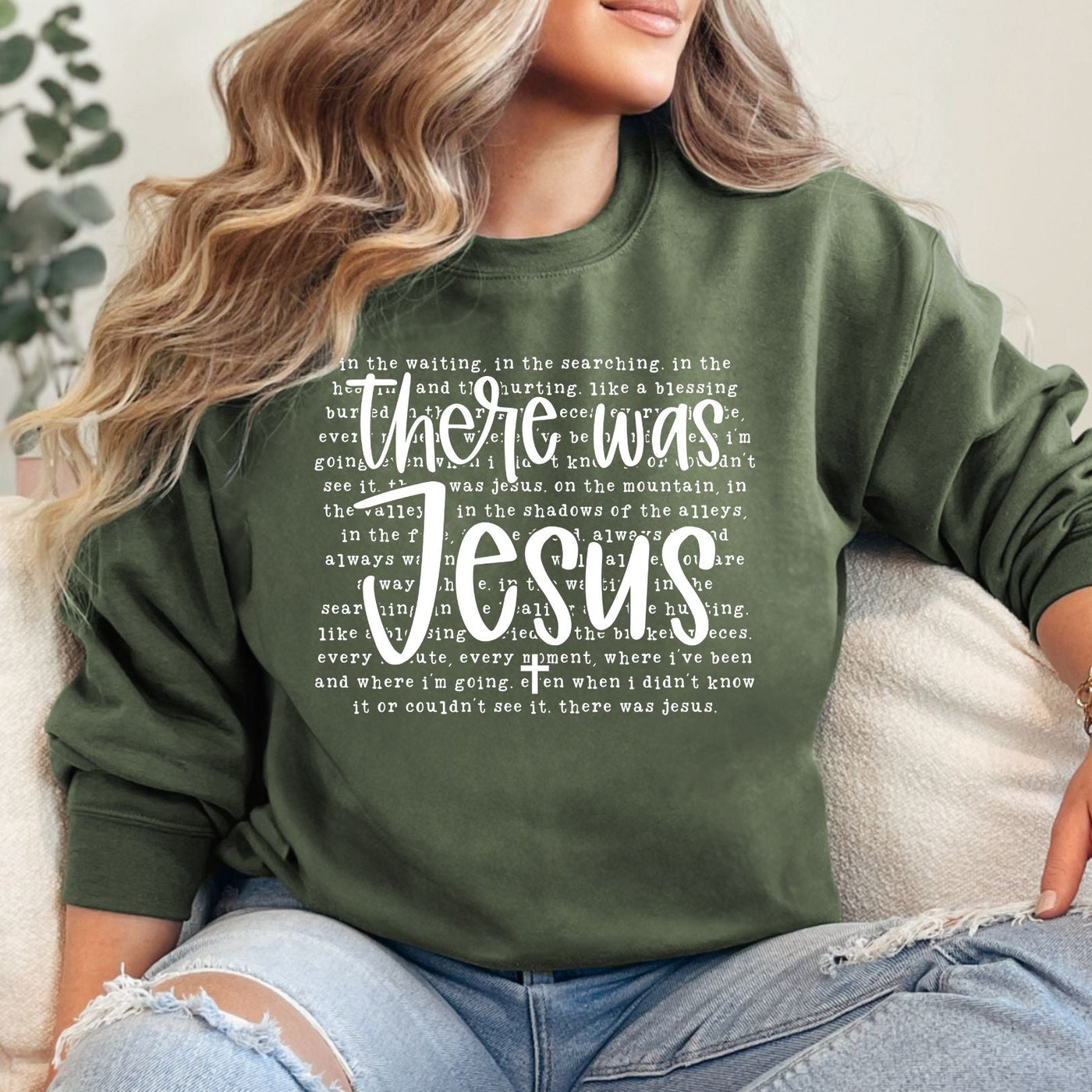 There Was Jesus Graphic Sweatshirt-Womens-Ave Shops-Market Street Nest, Fashionable Clothing, Shoes and Home Décor Located in Mabank, TX