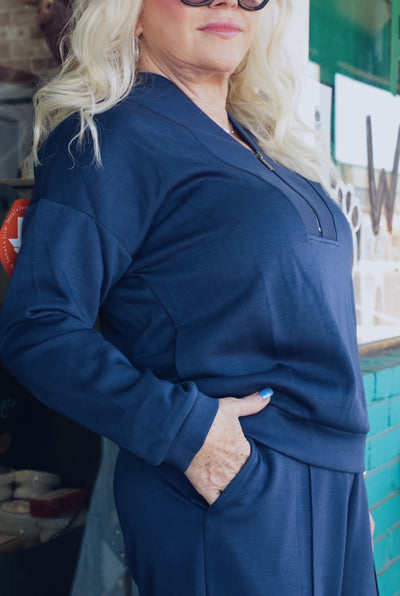 Half Zip Lounge Set-Loungewear-Creation-Market Street Nest, Fashionable Clothing, Shoes and Home Décor Located in Mabank, TX