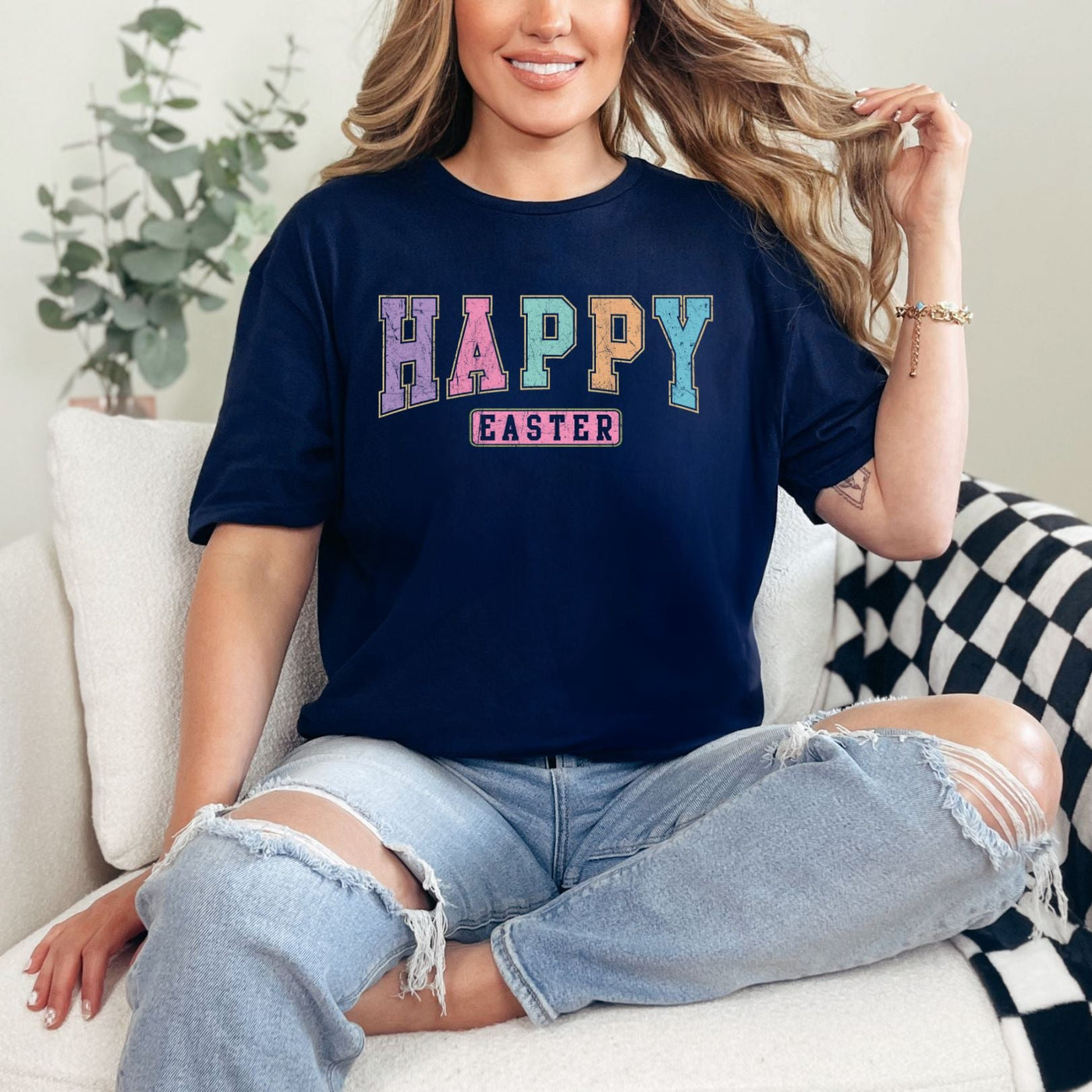 Happy Easter Graphic Tee-Womens-Ave Shops-Market Street Nest, Fashionable Clothing, Shoes and Home Décor Located in Mabank, TX