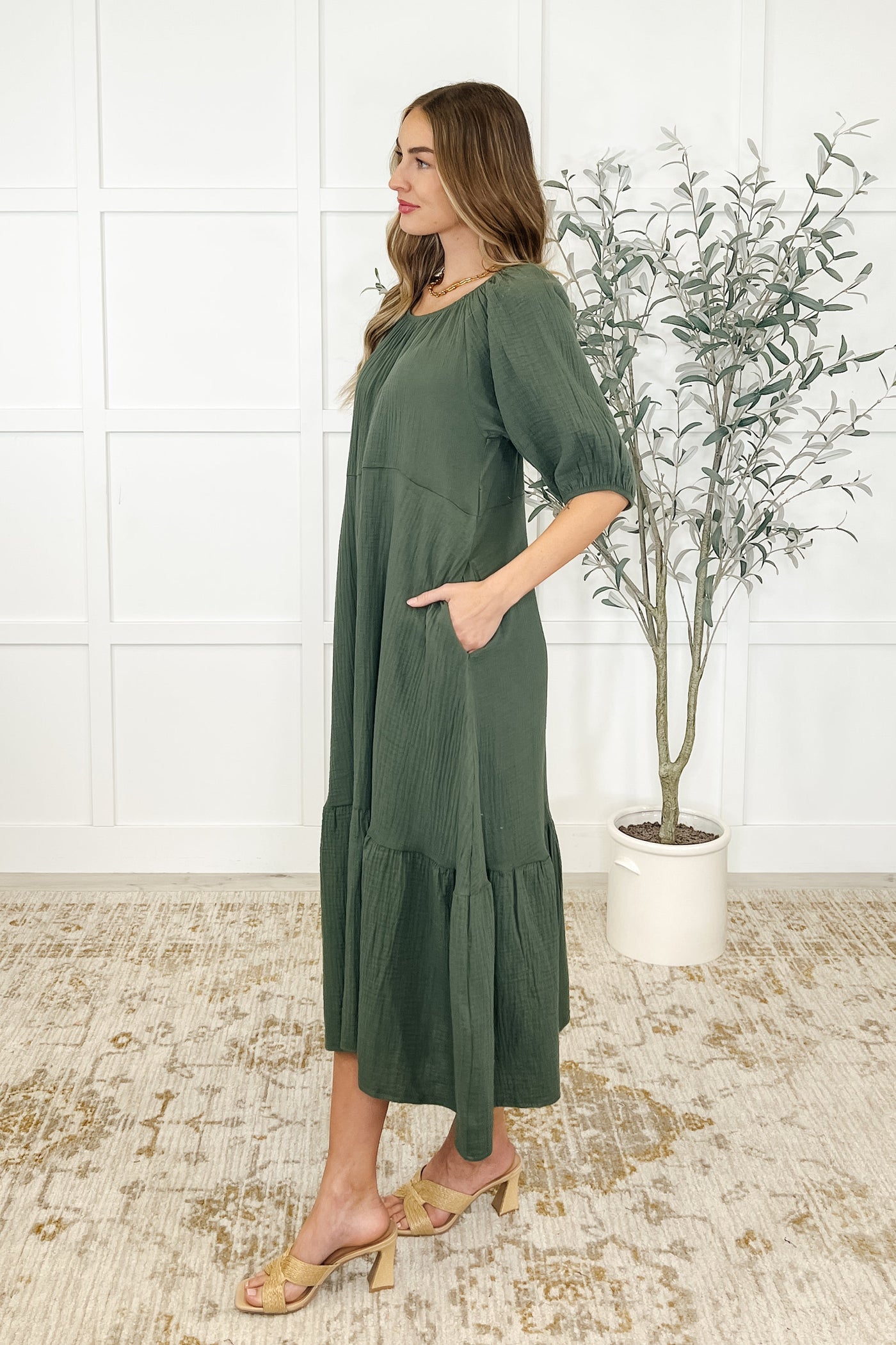Hazel Dress in Dusty Pine-Womens-Ave Shops-Market Street Nest, Fashionable Clothing, Shoes and Home Décor Located in Mabank, TX