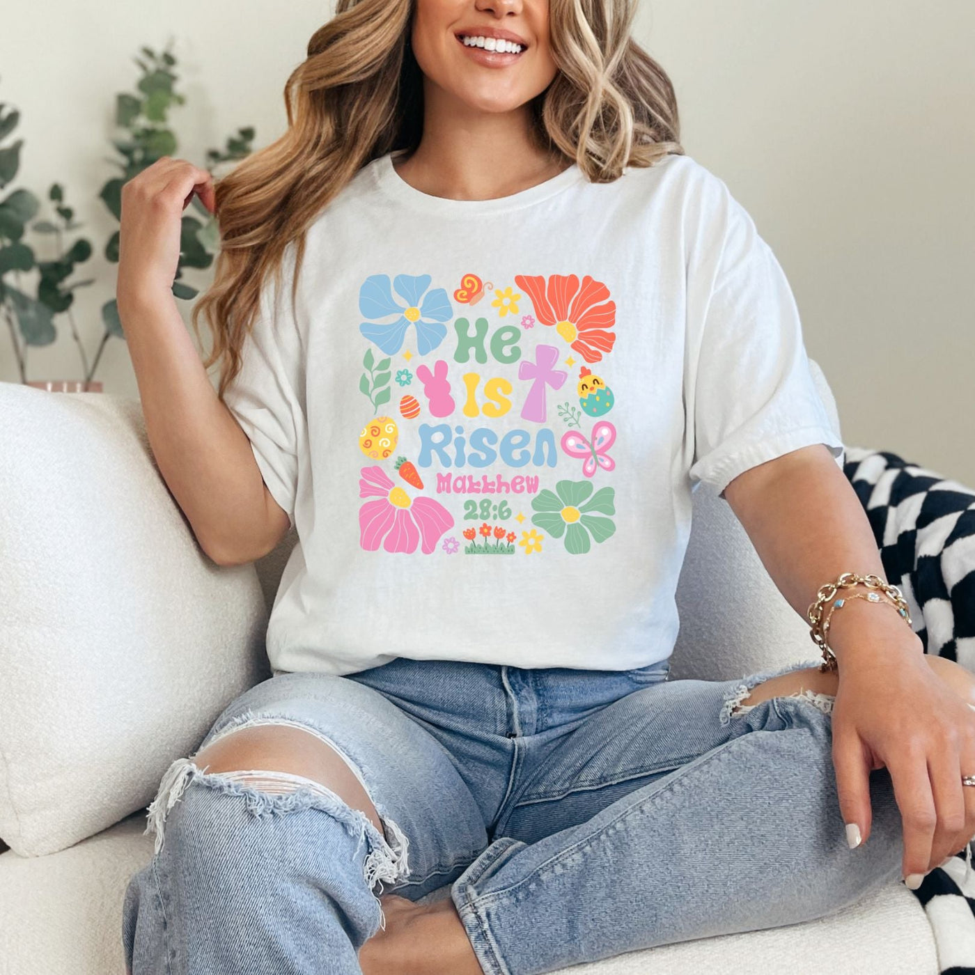 He Is Risen Boho Floral Graphic Tee-Womens-Ave Shops-Market Street Nest, Fashionable Clothing, Shoes and Home Décor Located in Mabank, TX