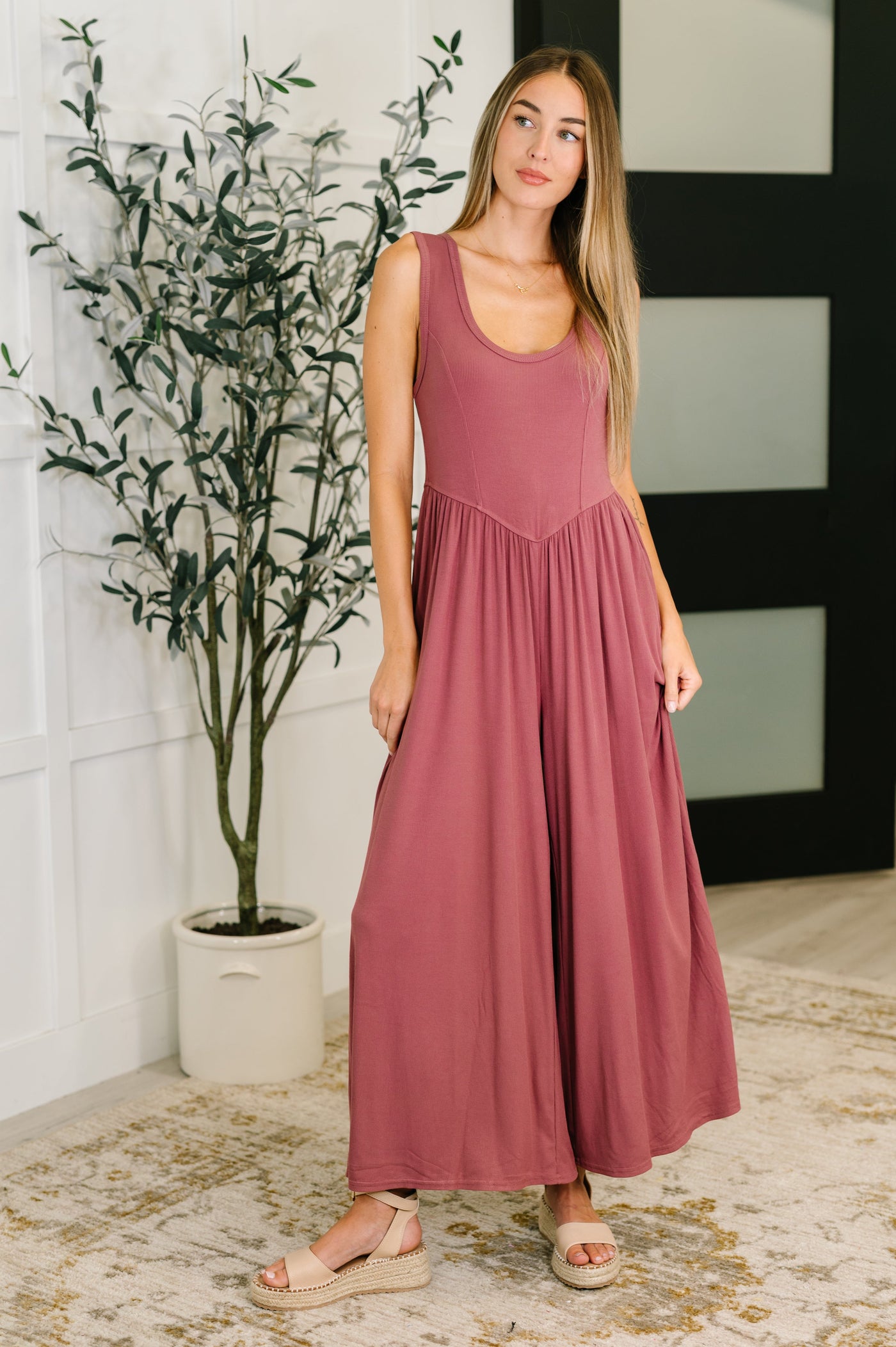 Head to Toe Whoa Gathered Wide Leg Jumpsuit in Mauve-Womens-Ave Shops-Market Street Nest, Fashionable Clothing, Shoes and Home Décor Located in Mabank, TX