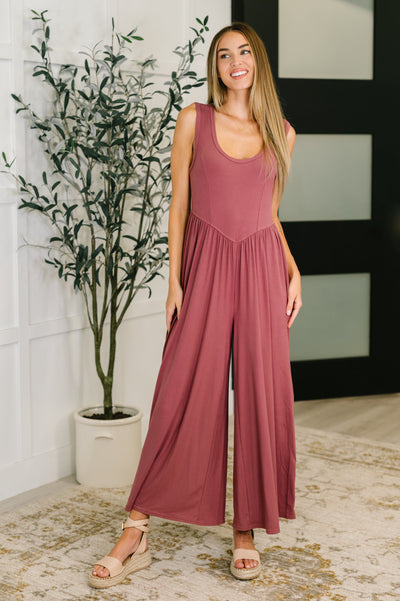 Head to Toe Whoa Gathered Wide Leg Jumpsuit in Mauve-Womens-Ave Shops-Market Street Nest, Fashionable Clothing, Shoes and Home Décor Located in Mabank, TX