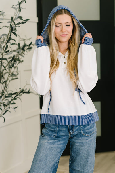 Here for Now Color Block Hoodie in Blue-Womens-Ave Shops-Market Street Nest, Fashionable Clothing, Shoes and Home Décor Located in Mabank, TX