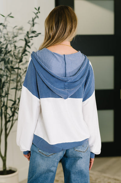 Here for Now Color Block Hoodie in Blue-Womens-Ave Shops-Market Street Nest, Fashionable Clothing, Shoes and Home Décor Located in Mabank, TX