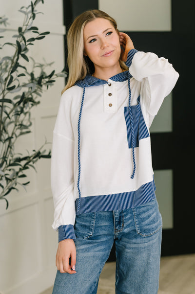 Here for Now Color Block Hoodie in Blue-Womens-Ave Shops-Market Street Nest, Fashionable Clothing, Shoes and Home Décor Located in Mabank, TX